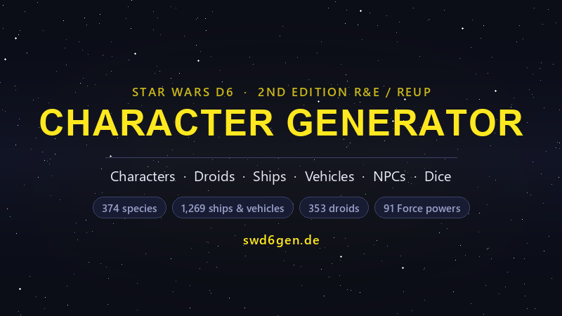 Star Wars D6 Character Generator